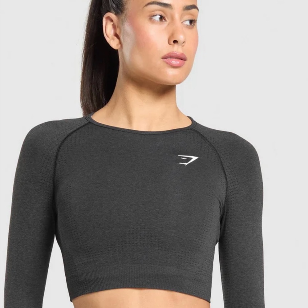 Gymshark Charcoal Long Sleeve Crop Top